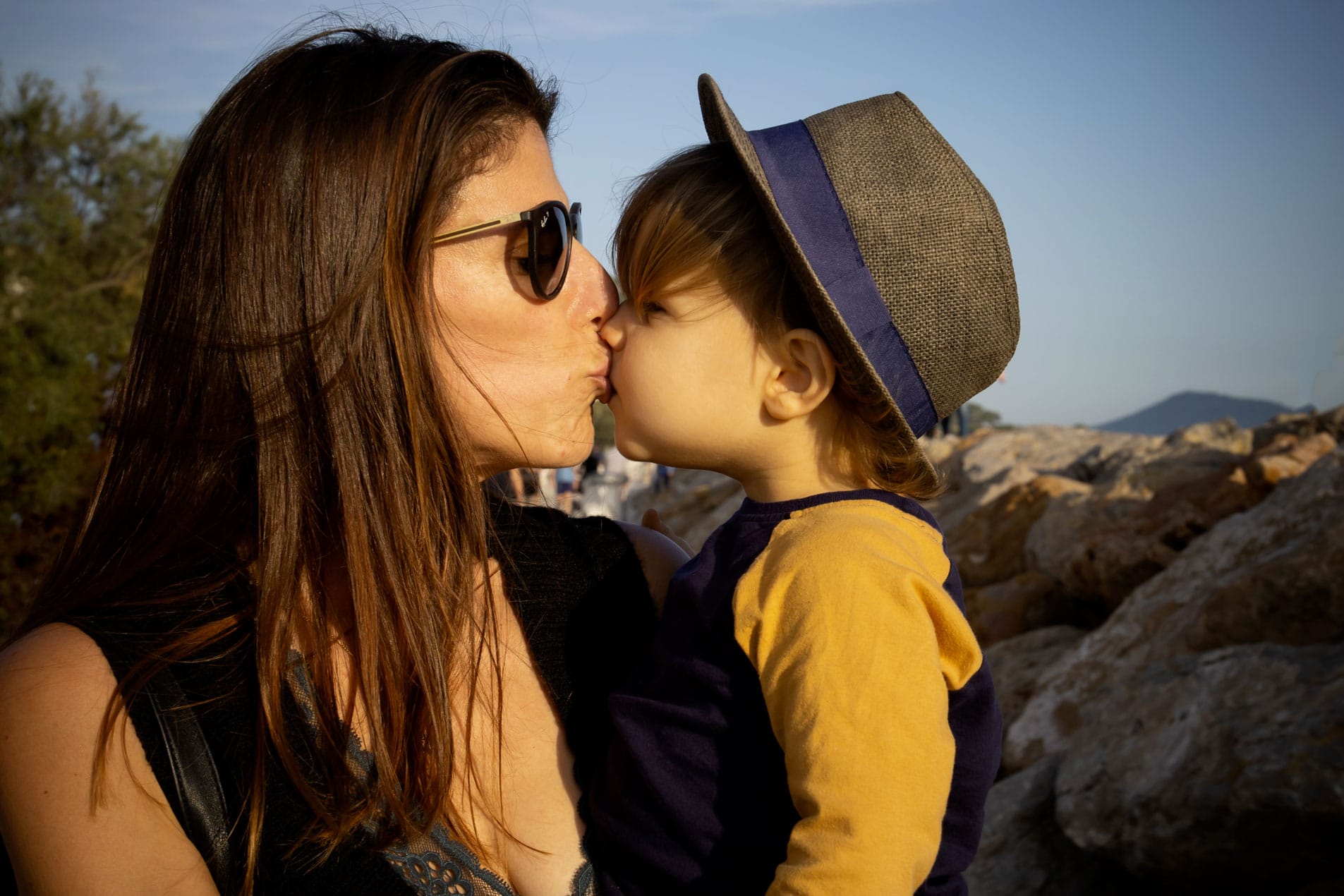 portrait mère et fils plage du Mourillon à Toulon